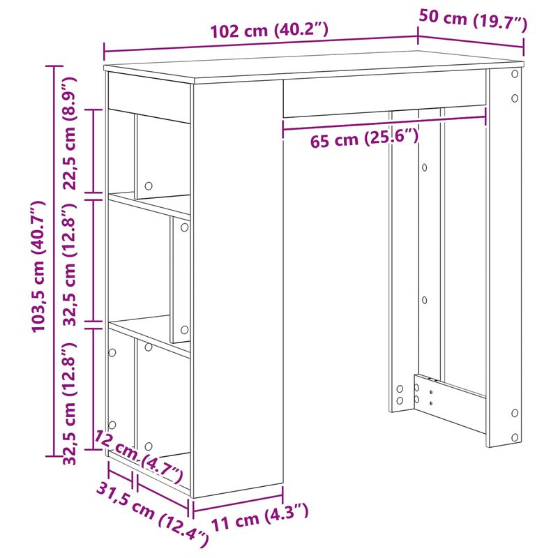 Casa si Gradina - Mobilier - Mese si birouri - Mese bucatarie si dining - Masa de bar Stejar Negru 102 x 50 x 103,5 cm Lemn compozit - Infinity.ro