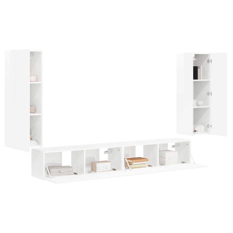 Casa si Gradina - Mobilier - Comode si corpuri - Comode - Pe perete 4 pcs Alb lucios - Infinity.ro