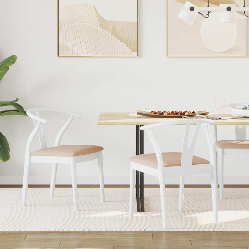 Casa si Gradina - Mobilier - Scaune si fotolii - Scaune - Scaun de sufragerie 2 pcs Alb si maro Lemn Solid de Cauciuc - Infinity.ro