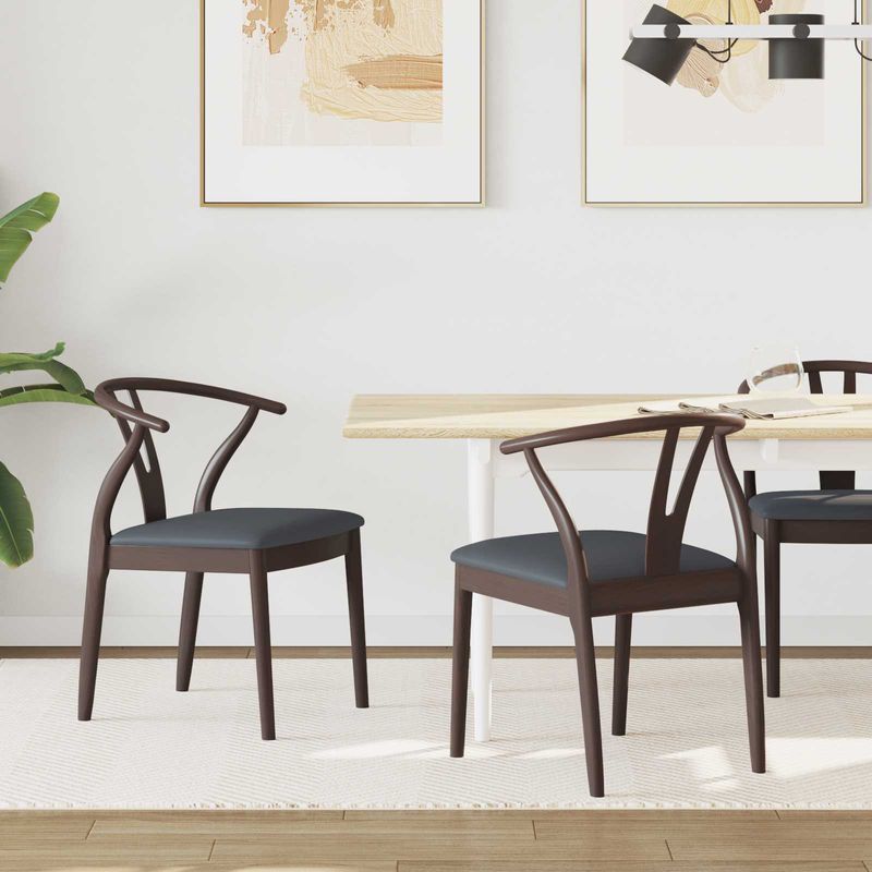 Casa si Gradina - Mobilier - Scaune si fotolii - Scaune - Scaun de sufragerie 2 pcs Maro deschis si negru - Infinity.ro
