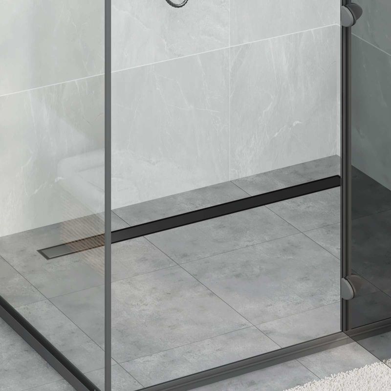 Casa si Gradina - Sanitare - Instalatii hidro - Tevi - Scurgere de dus 2 in 1 cu sifon 360° Negru 100 cm - Infinity.ro