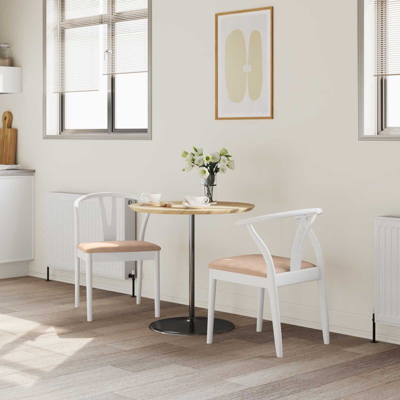 Casa si Gradina - Mobilier - Scaune si fotolii - Scaune - Scaun de sufragerie 2 pcs Alb si maro Lemn Solid de Cauciuc - Infinity.ro