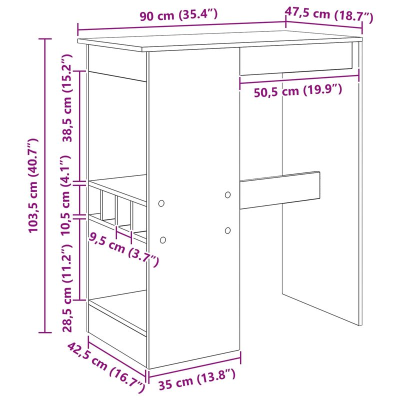 Casa si Gradina - Mobilier - Mese si birouri - Mese bucatarie si dining - Masa de bar Stejar Negru 90 x 47.5 x 103.5 cm Lemn compozit - Infinity.ro