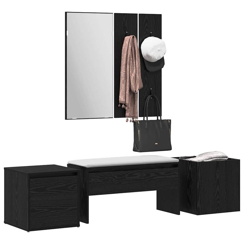Casa si Gradina - Mobilier - Organizare si depozitare - Bancute - Set mobilier hol Pe perete cu oglinda 6 pcs Lemn compozit - Infinity.ro