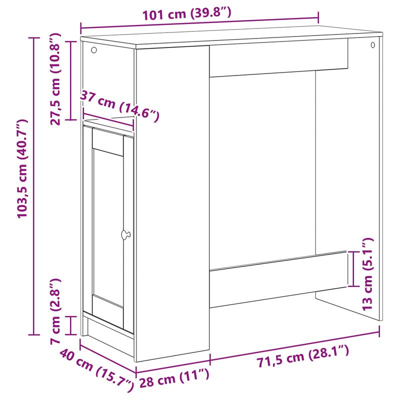 Casa si Gradina - Mobilier - Mese si birouri - Mese bucatarie si dining - Masa de bar Stejar Negru 101 x 40 x 103,5 cm Lemn compozit - Infinity.ro