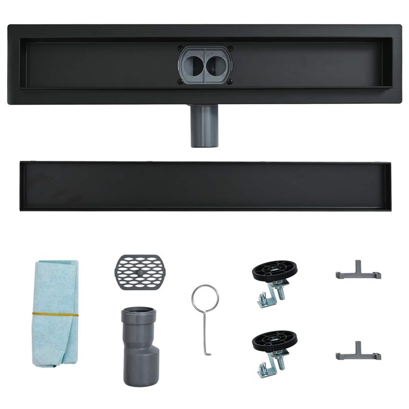 Casa si Gradina - Sanitare - Instalatii hidro - Tevi - Scurgere de dus 2 in 1 cu sifon 360° Negru 50 cm - Infinity.ro