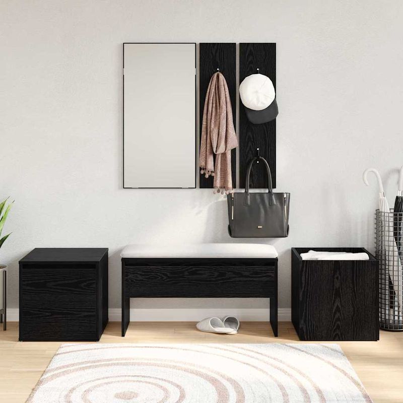 Casa si Gradina - Mobilier - Organizare si depozitare - Bancute - Set mobilier hol Pe perete cu oglinda 6 pcs Lemn compozit - Infinity.ro