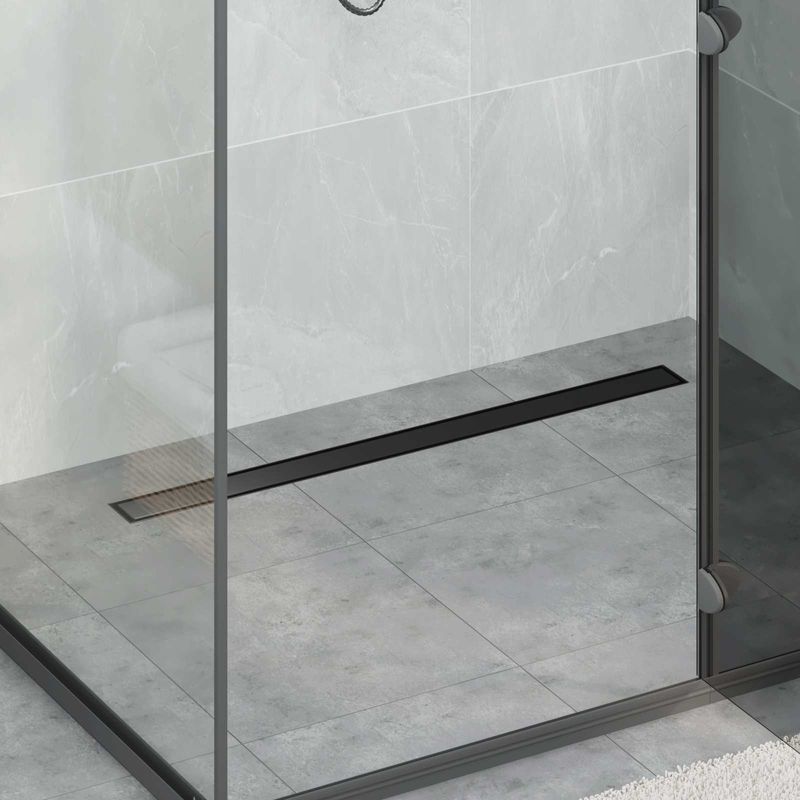 Casa si Gradina - Sanitare - Instalatii hidro - Tevi - Scurgere de dus 2 in 1 cu sifon 360° Negru 90 cm - Infinity.ro