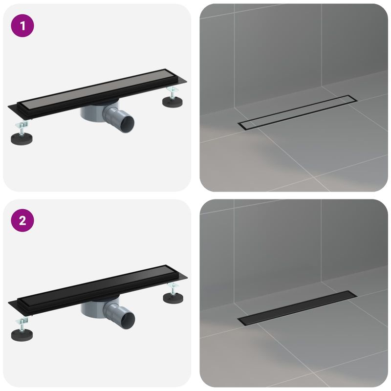 Casa si Gradina - Sanitare - Instalatii hidro - Tevi - Scurgere de dus 2 in 1 cu sifon 360° Negru 50 cm - Infinity.ro