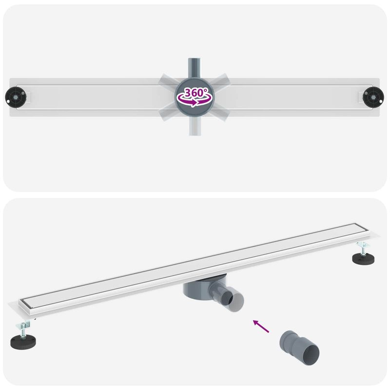 Casa si Gradina - Sanitare - Instalatii hidro - Tevi - Scurgere de dus 2 in 1 cu sifon 360° Argintiu 100 cm - Infinity.ro