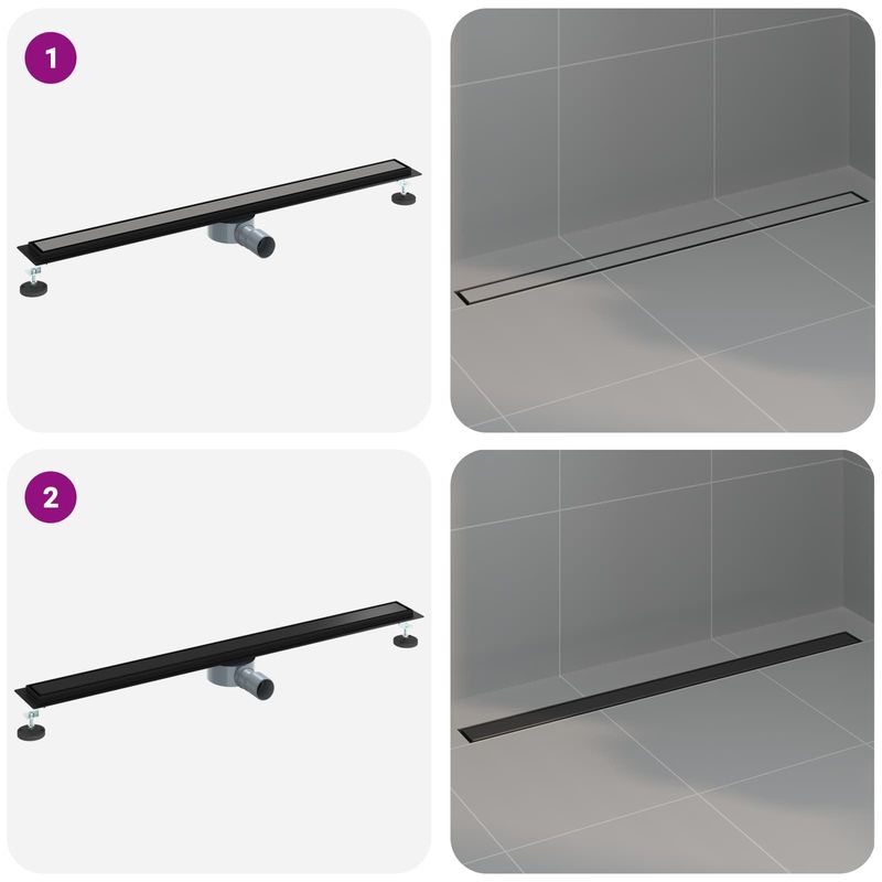 Casa si Gradina - Sanitare - Instalatii hidro - Tevi - Scurgere de dus 2 in 1 cu sifon 360° Negru 100 cm - Infinity.ro