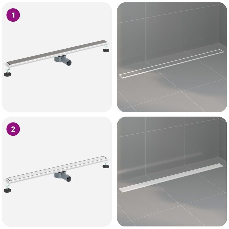 Casa si Gradina - Sanitare - Instalatii hidro - Tevi - Scurgere de dus 2 in 1 cu sifon 360° Argintiu 100 cm - Infinity.ro