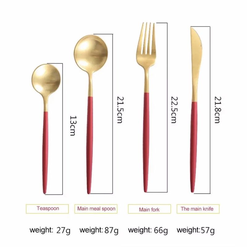 Casa si Gradina - Bucatarie si vesela - Vesela si tacamuri - Tacamuri si seturi - Set de 24 piese tacamuri in stil portughez- culoare rosu si auriu - Infinity.ro