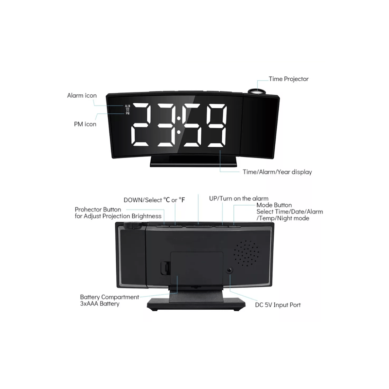 Casa si Gradina - Decoratiuni - Ceasuri - Ceas de masa DS-3621LP cu afisaj verde si proiectie rosie pe tavan - Infinity.ro