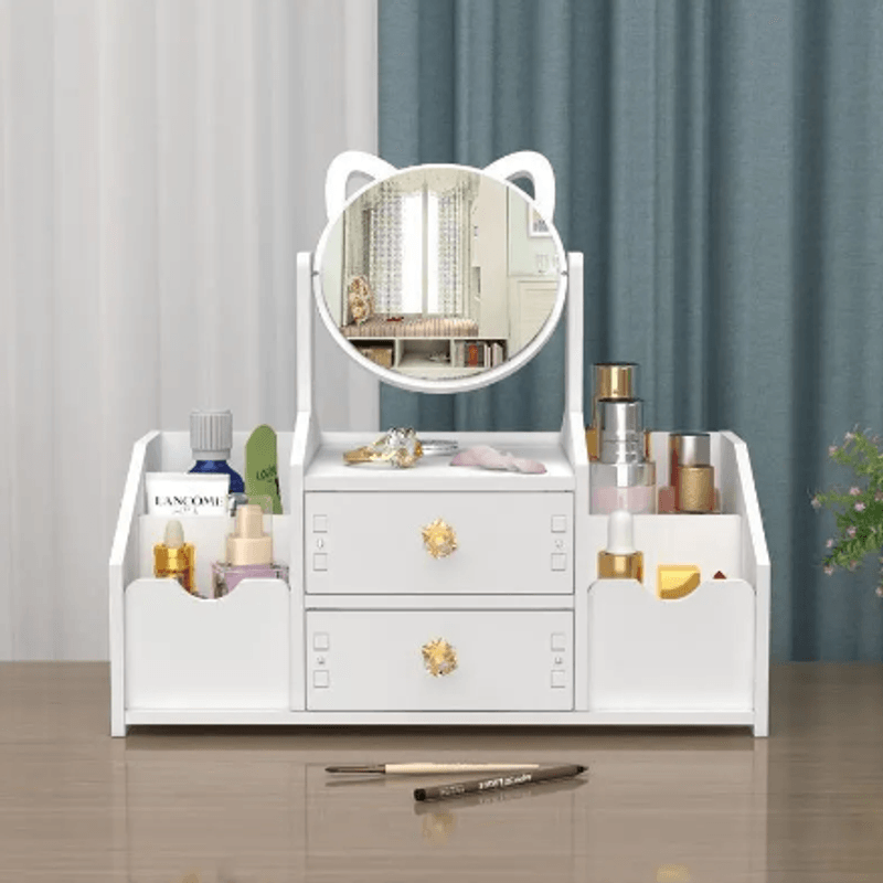 Casa si Gradina - Mobilier - Organizare si depozitare - Organizatoare pentru sertare si dulapuri - Organizator Alb de Machiaj cu Sertar si Oglinda - Infinity.ro