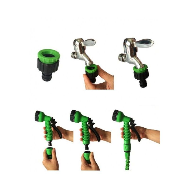 Casa si Gradina - Gradinarit si plante - Instalatii si accesorii pentru irigatii - Furtunuri de gradina si accesorii - Furtun Extensibil VERDE Creponat  45m MAGIC HOSE - Infinity.ro