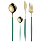 Casa si Gradina - Bucatarie si vesela - Vesela si tacamuri - Tacamuri si seturi - Set de 24 piese tacamuri in stil portughez- culoare verde si auriu - Infinity.ro