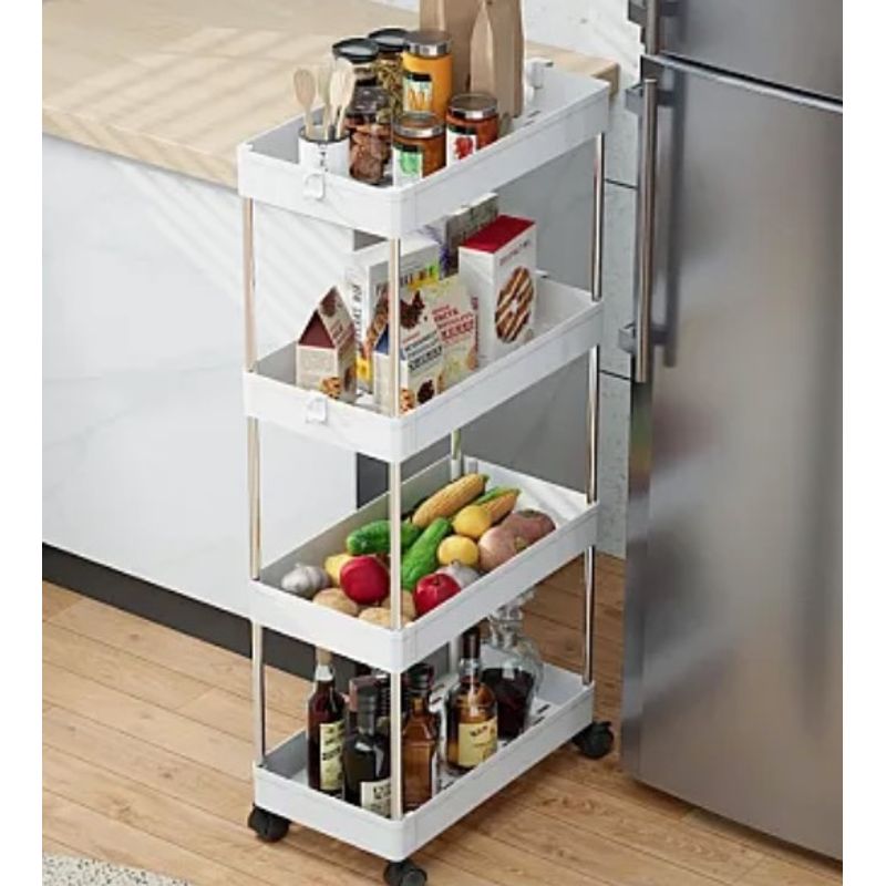 Casa si Gradina - Mobilier - Organizare si depozitare - Organizatoare pentru sertare si dulapuri - Organizator tip carucior multifuncional cu 4 rafturi Alb MD - Infinity.ro
