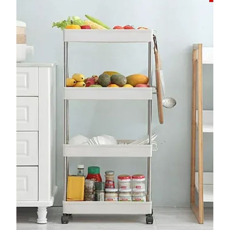 Casa si Gradina - Mobilier - Organizare si depozitare - Organizatoare pentru sertare si dulapuri - Organizator tip carucior multifuncional cu 4 rafturi Alb MD - Infinity.ro