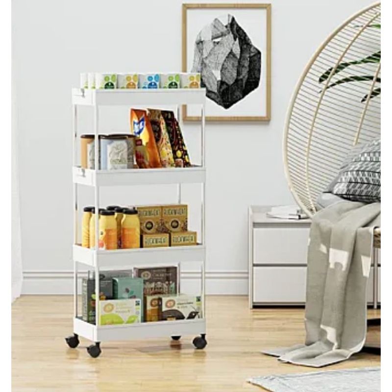 Casa si Gradina - Mobilier - Organizare si depozitare - Organizatoare pentru sertare si dulapuri - Organizator tip carucior multifuncional cu 4 rafturi Alb MD - Infinity.ro