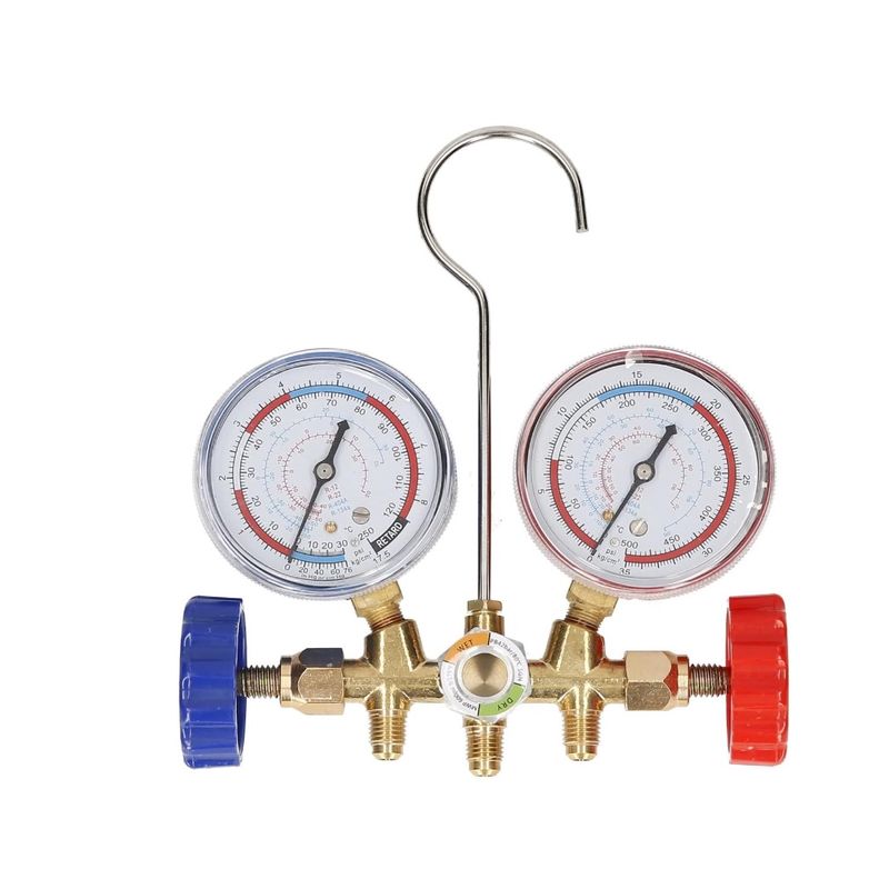 Electronice si Electrocasnice - Climatizare si sisteme de incalzire - Aparate racire aer - Aer conditionat - Kit verificat AC cu 2 manometre 2 robineti si 3 furtune 90cm pentru aer conditionat  / Freon - Infinity.ro