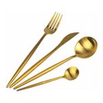 Casa si Gradina - Bucatarie si vesela - Vesela si tacamuri - Tacamuri si seturi - Set de 4 piese tacamuri in stil portughez- culoare auriu - Infinity.ro