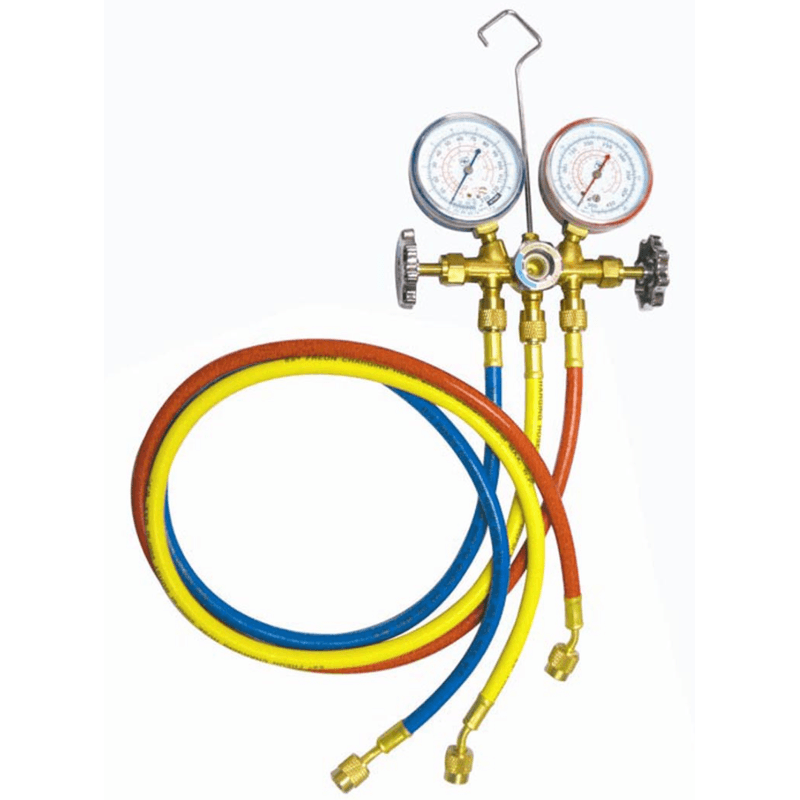 Electronice si Electrocasnice - Climatizare si sisteme de incalzire - Aparate racire aer - Aer conditionat - Kit verificat AC cu 2 manometre 2 robineti si 3 furtune 90cm pentru aer conditionat  / Freon - Infinity.ro