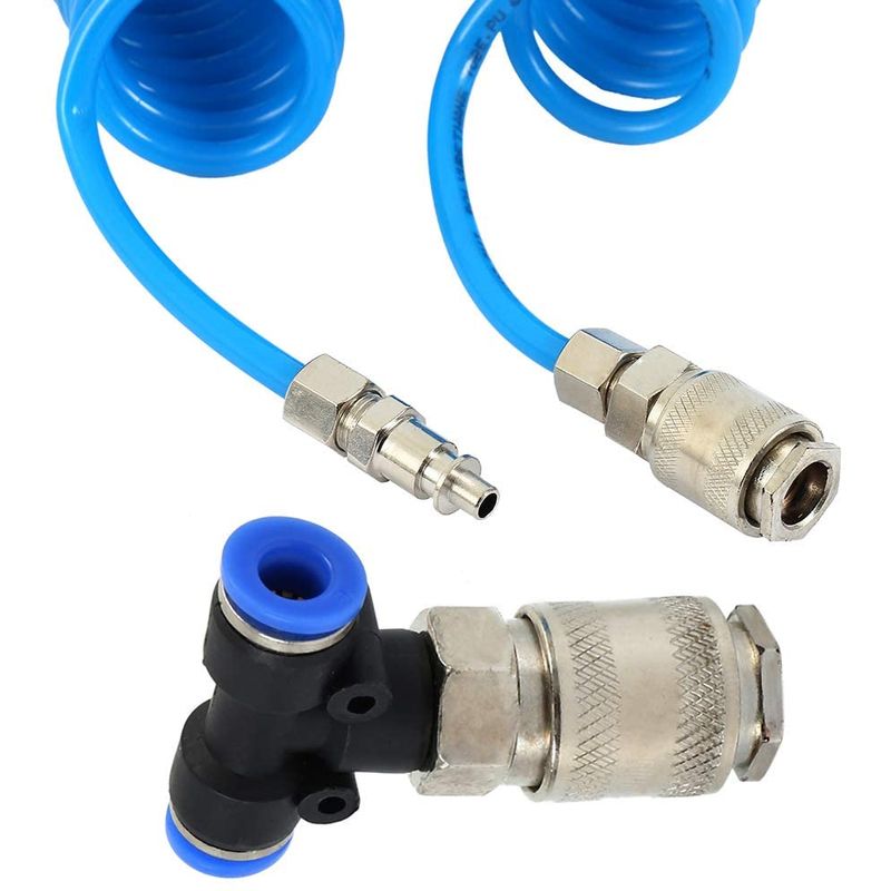 Auto si Moto - Reparatii si depanare - Compresoare auto - Set pistol de suflat aer  furtun spirala de 5 m T de conectare camion - Infinity.ro