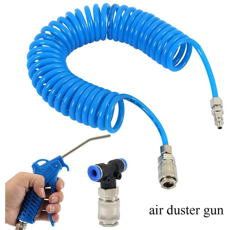 Auto si Moto - Reparatii si depanare - Compresoare auto - Set pistol de suflat aer  furtun spirala de 5 m T de conectare camion - Infinity.ro