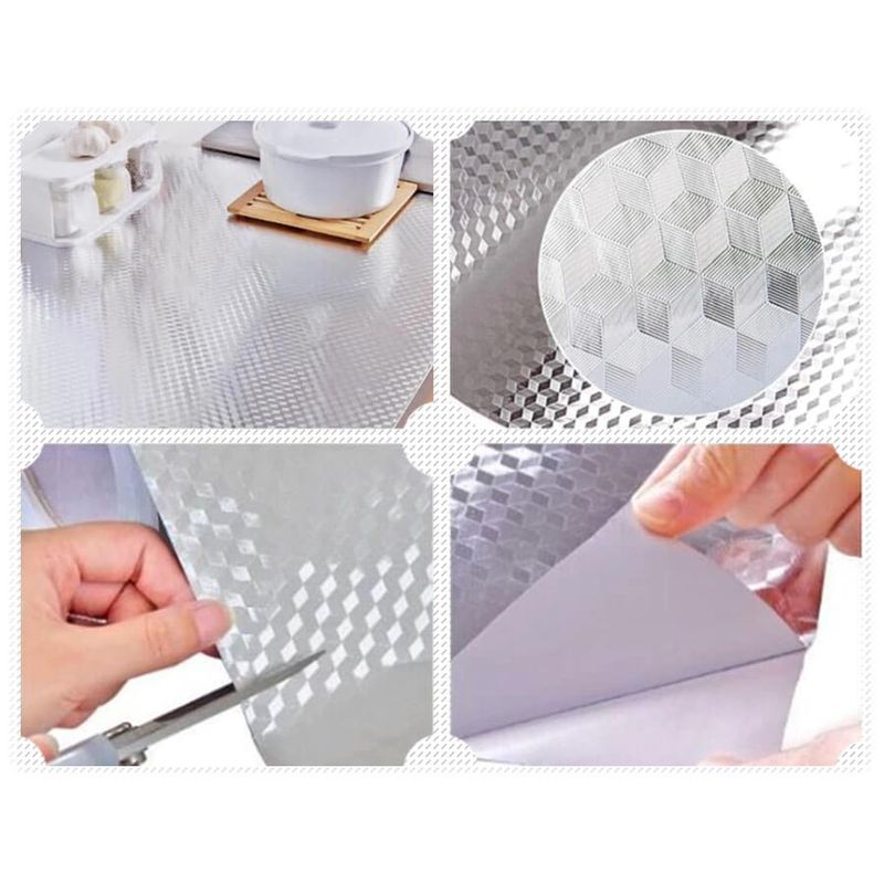 Casa si Gradina - Decoratiuni - Tapet - 4 X Autocolant ALUMINIU pentru Bucatarie 40x500 cm Model ROMB - Infinity.ro