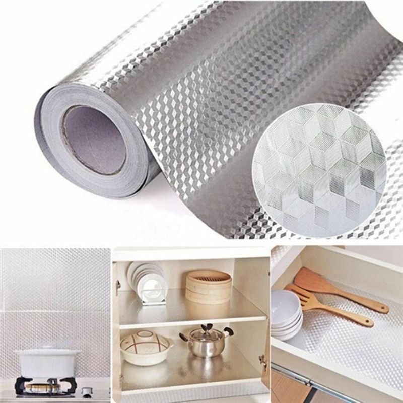 Casa si Gradina - Decoratiuni - Tapet - 4 X Autocolant ALUMINIU pentru Bucatarie 40x500 cm Model ROMB - Infinity.ro