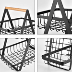 Casa si Gradina - Mobilier - Organizare si depozitare - Organizatoare pentru sertare si dulapuri - Cos metalic stil organizator fructe legume cu 2 niveluri NEGRU - Infinity.ro