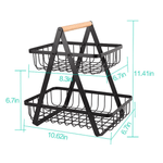 Casa si Gradina - Mobilier - Organizare si depozitare - Organizatoare pentru sertare si dulapuri - Cos metalic stil organizator fructe legume cu 2 niveluri NEGRU - Infinity.ro