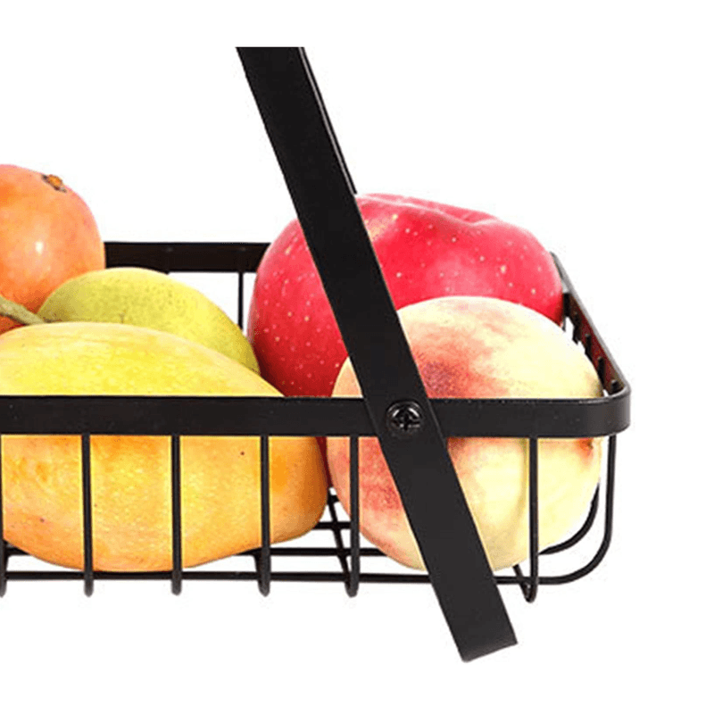 Casa si Gradina - Mobilier - Organizare si depozitare - Organizatoare pentru sertare si dulapuri - Cos metalic stil organizator fructe legume cu 2 niveluri NEGRU - Infinity.ro