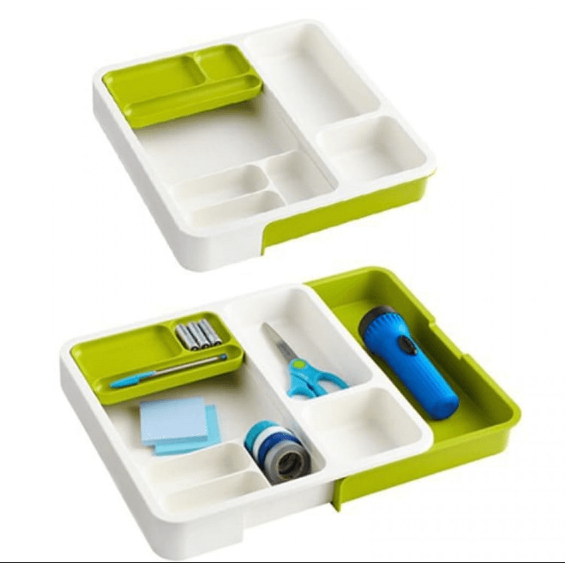 Casa si Gradina - Mobilier - Organizare si depozitare - Organizatoare pentru sertare si dulapuri - Organizator extensibil pentru sertar VERDE-ALB - Infinity.ro