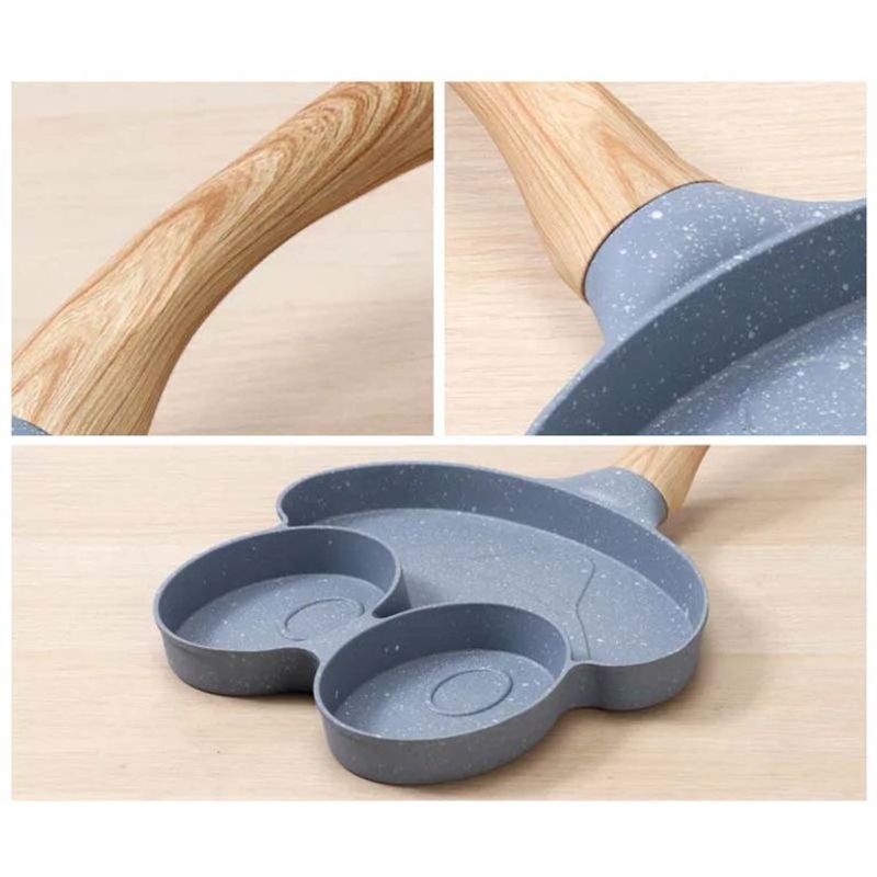 Casa si Gradina - Bucatarie si vesela - Vase pentru gatit - Tigai si seturi - Tigaie Gri cu 3 compartimente maner de lemn - Infinity.ro