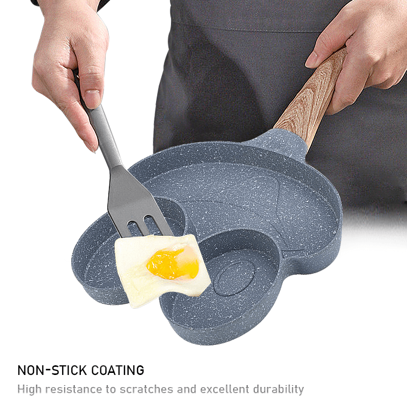 Casa si Gradina - Bucatarie si vesela - Vase pentru gatit - Tigai si seturi - Tigaie Gri cu 3 compartimente maner de lemn - Infinity.ro