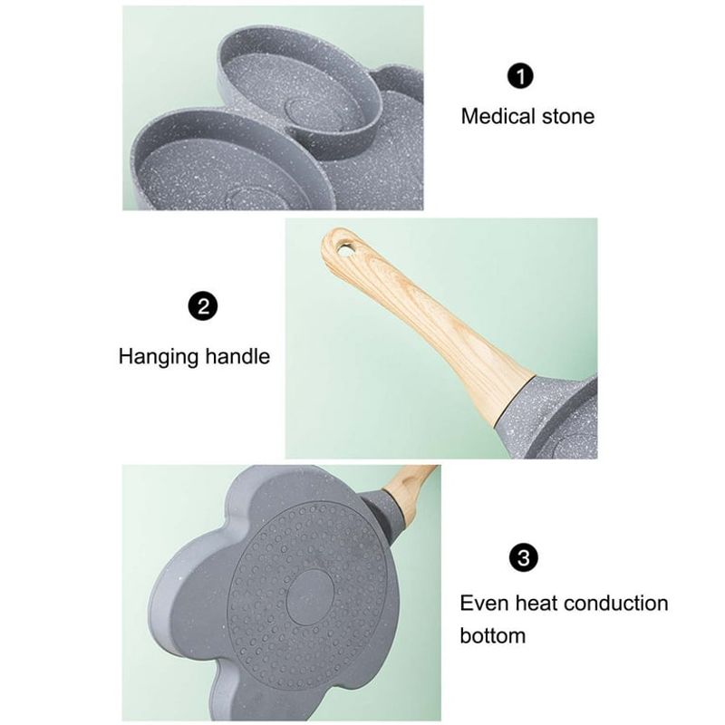 Casa si Gradina - Bucatarie si vesela - Vase pentru gatit - Tigai si seturi - Tigaie Gri cu 3 compartimente maner de lemn - Infinity.ro