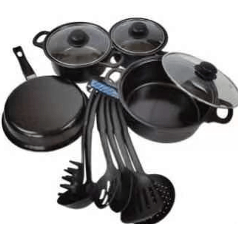 Casa si Gradina - Bucatarie si vesela - Ustensile bucatarie - Seturi ustensile de bucatarie - Set oale si ustensile 13 piese editie black - Infinity.ro