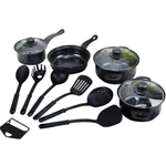 Casa si Gradina - Bucatarie si vesela - Ustensile bucatarie - Seturi ustensile de bucatarie - Set oale si ustensile 13 piese editie black - Infinity.ro