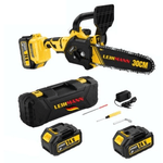 Casa si Gradina - Constructii - Scule electrice si accesorii - Scule multifunctionale si accesorii - Drujba electrica LEIHMANN lama 30CM cu 2 acumulatori 24V 5AH galben cu negru - Infinity.ro