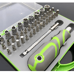 Casa si Gradina - Constructii - Scule de mana si unelte - Seturi scule - Trusa surubelnita cu biti si tubulare verde 41 piese - Infinity.ro