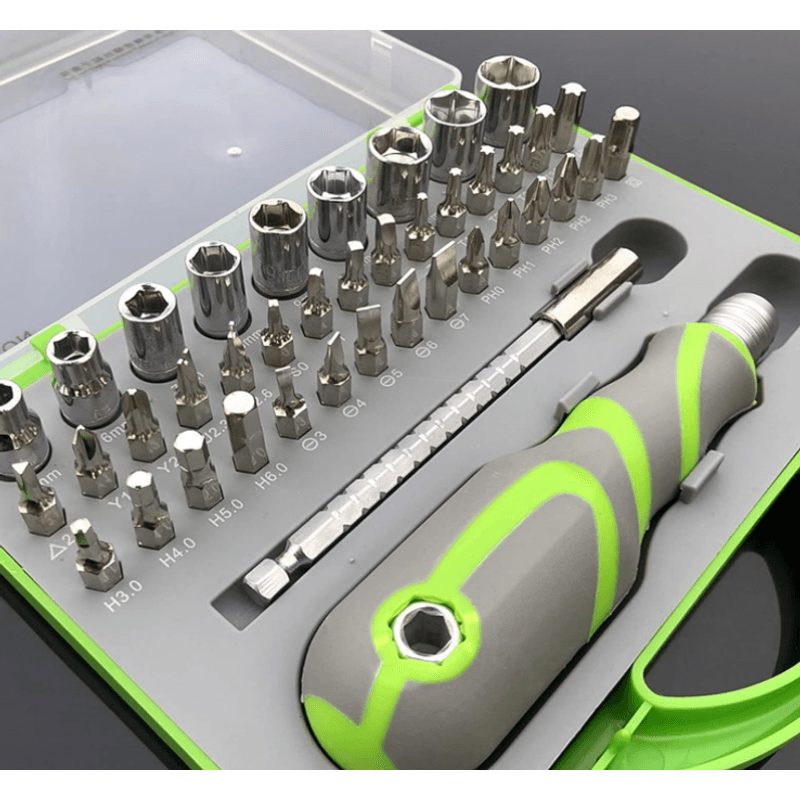 Casa si Gradina - Constructii - Scule de mana si unelte - Seturi scule - Trusa surubelnita cu biti si tubulare verde 41 piese - Infinity.ro