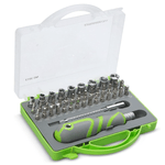 Casa si Gradina - Constructii - Scule de mana si unelte - Seturi scule - Trusa surubelnita cu biti si tubulare verde 41 piese - Infinity.ro