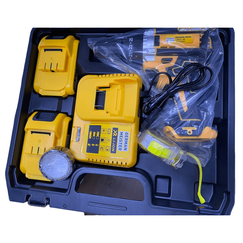 Casa si Gradina - Constructii - Scule de mana si unelte - Seturi scule - Trusa Bormasina German Meister cu 2 Acumulatori 36V 2Ah Autofiletanta cu Percutie cu 30 de accesorii - Infinity.ro