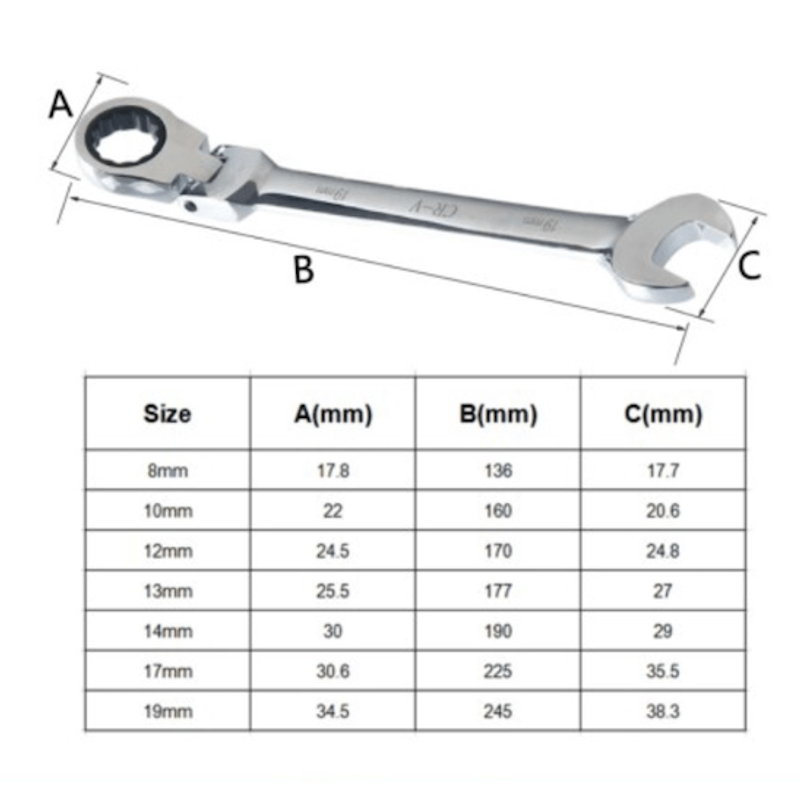 Casa si Gradina - Constructii - Scule de mana si unelte - Chei si truse chei - Set 7 Chei Inelare cu Clichet Duble Articulate - Infinity.ro