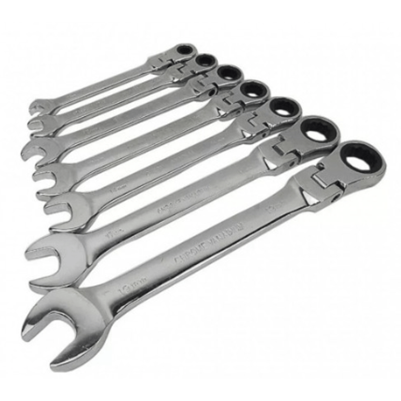 Casa si Gradina - Constructii - Scule de mana si unelte - Chei si truse chei - Set 7 Chei Inelare cu Clichet Duble Articulate - Infinity.ro