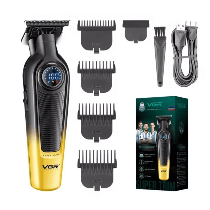 Ingrijire personala si Cosmetice - Aparate & accesorii ingrijire personala - Aparate de ras si tuns - Aparate de tuns - Set cu aparat de tuns fara fir VGR V 996 4 distantiere afisaj LED autonomie 300min - Infinity.ro