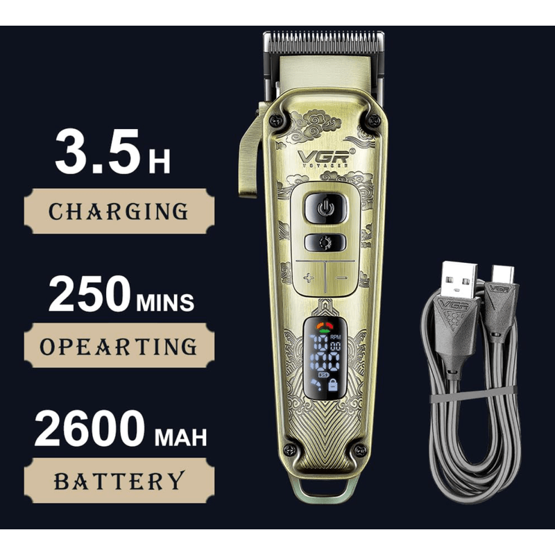 Ingrijire personala si Cosmetice - Aparate & accesorii ingrijire personala - Aparate de ras si tuns - Aparate de tuns - Masina de tuns profesionala VGR V005 cu accesorii - Infinity.ro