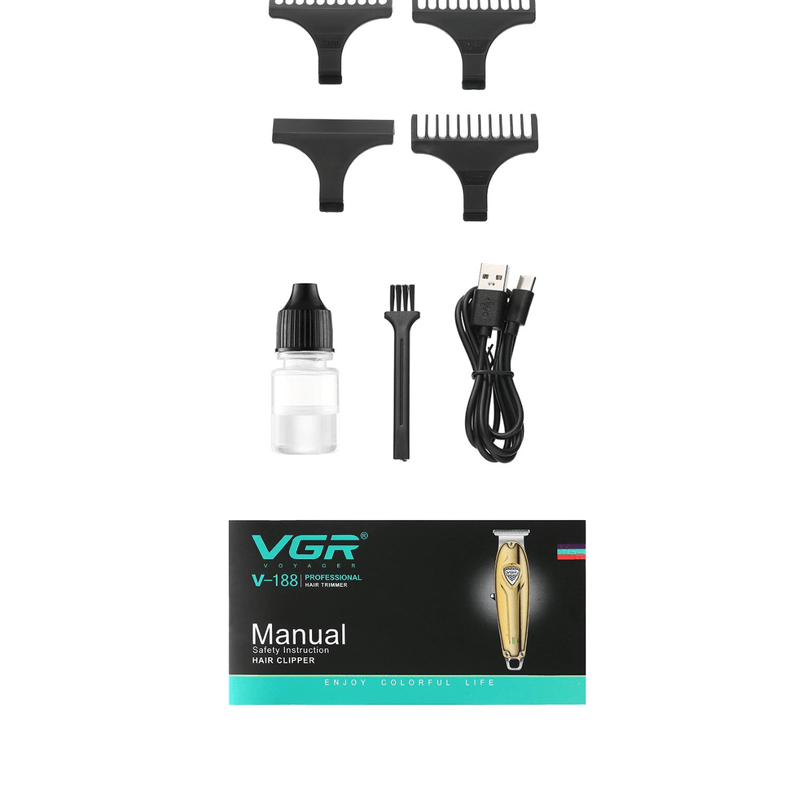 Ingrijire personala si Cosmetice - Aparate & accesorii ingrijire personala - Aparate de ras si tuns - Aparate de tuns - Masina de tuns profesionala VGR V188 cu 3 piepteni de ghidare incarcare USB autonomie 240 min - Infinity.ro